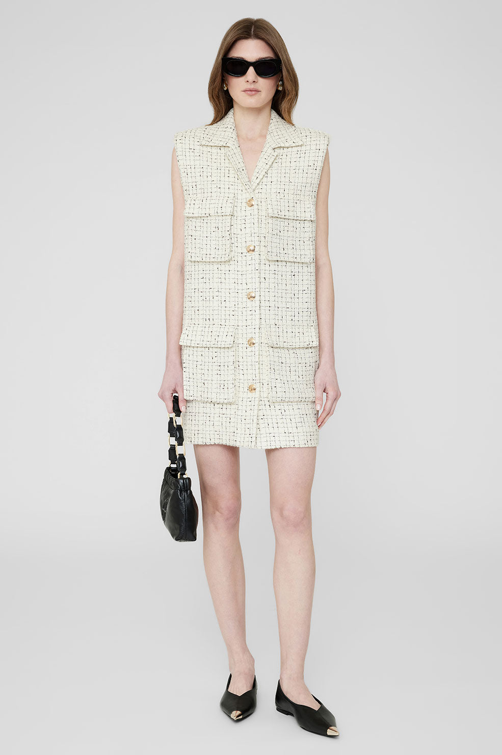 Alden Dress - Cream And Black Tweed S
