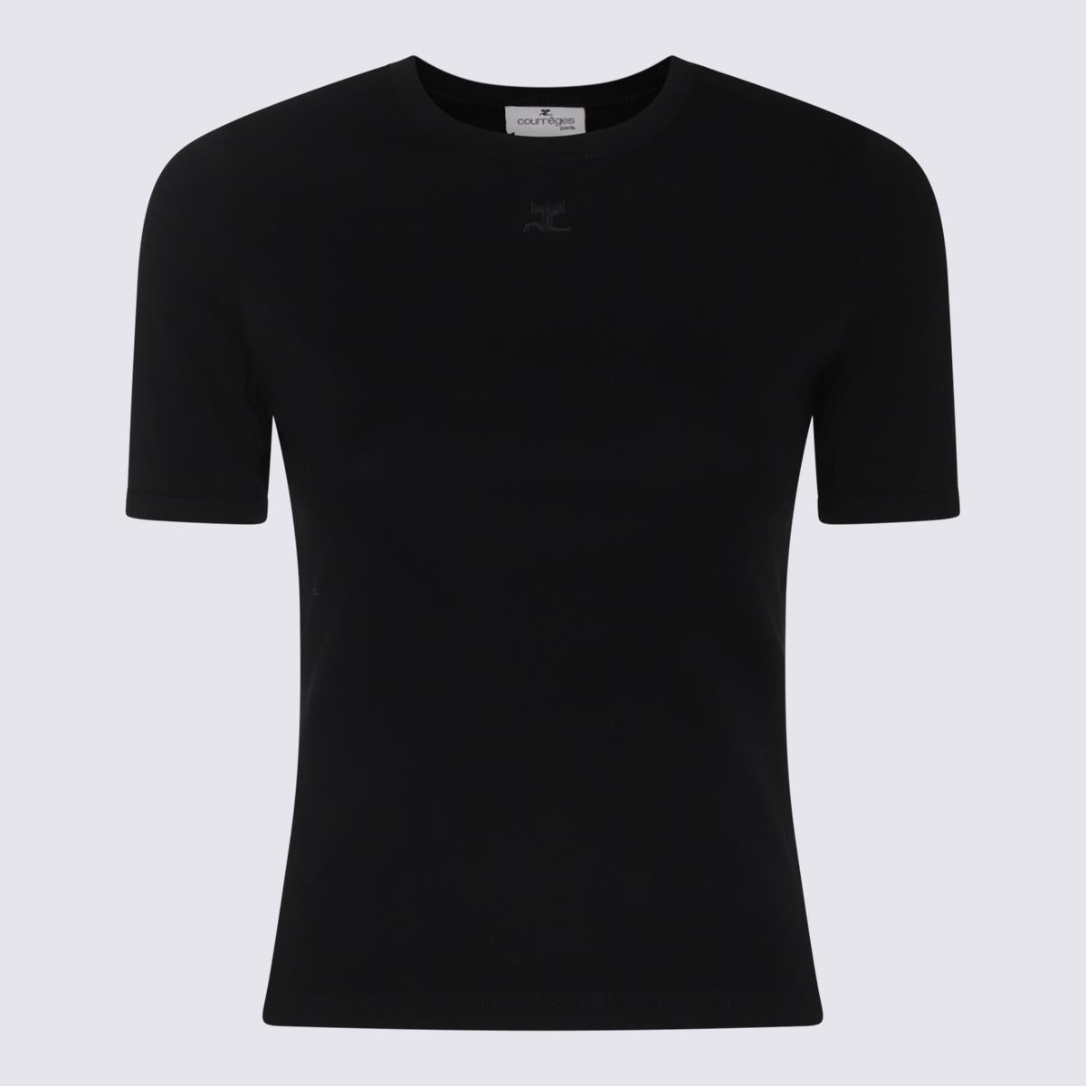 Courrèges Black Cotton T-Shirt