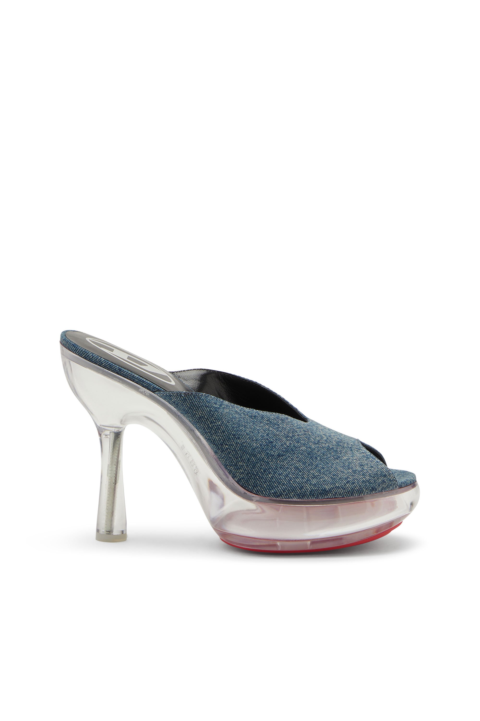 Diesel - D-Lake-Platform mules in denim and plexiglass - Sandals - Woman - Blue