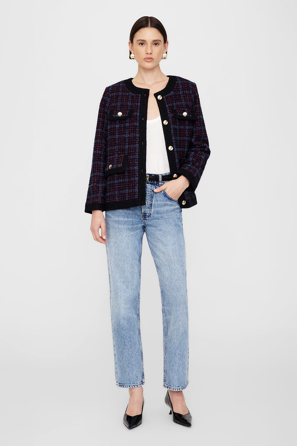 Lydia Jacket - Blue And Red Tweed M