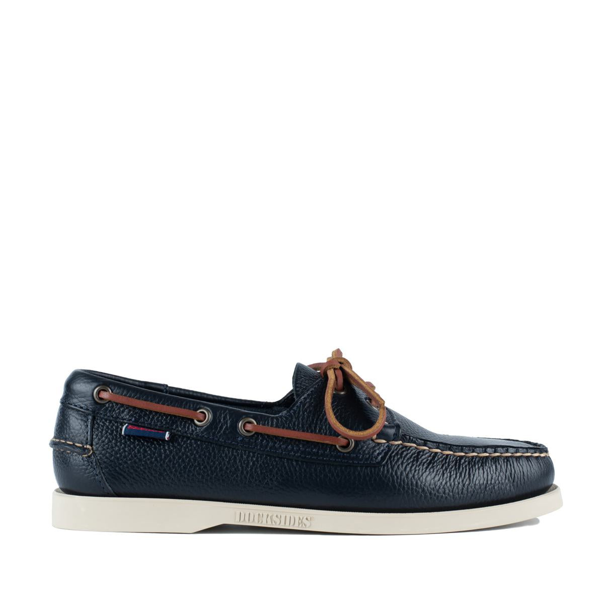 Sebago 海军蓝磨砂皮莫卡辛船鞋德克赛德
