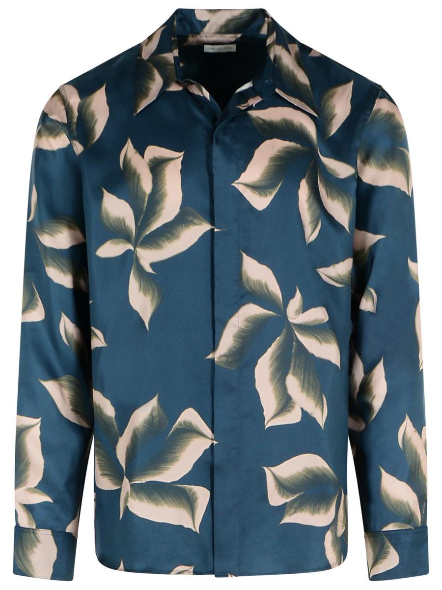 Dries Van Noten 'Carvies' Navy Silk Shirt