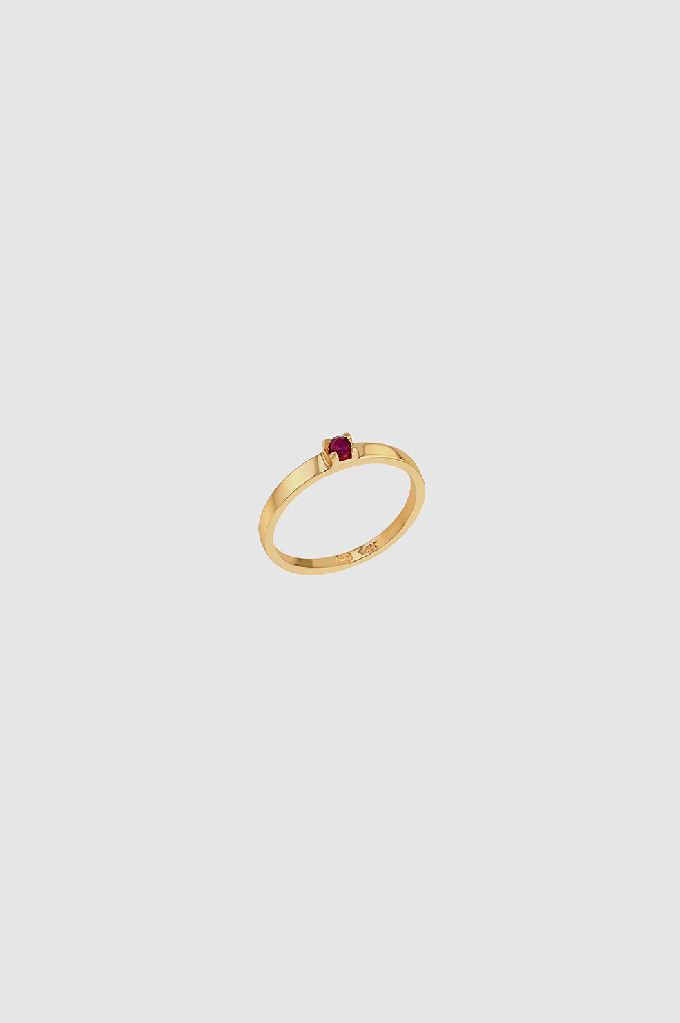 Delicate Ruby Pinky Ring - 14k Gold 4