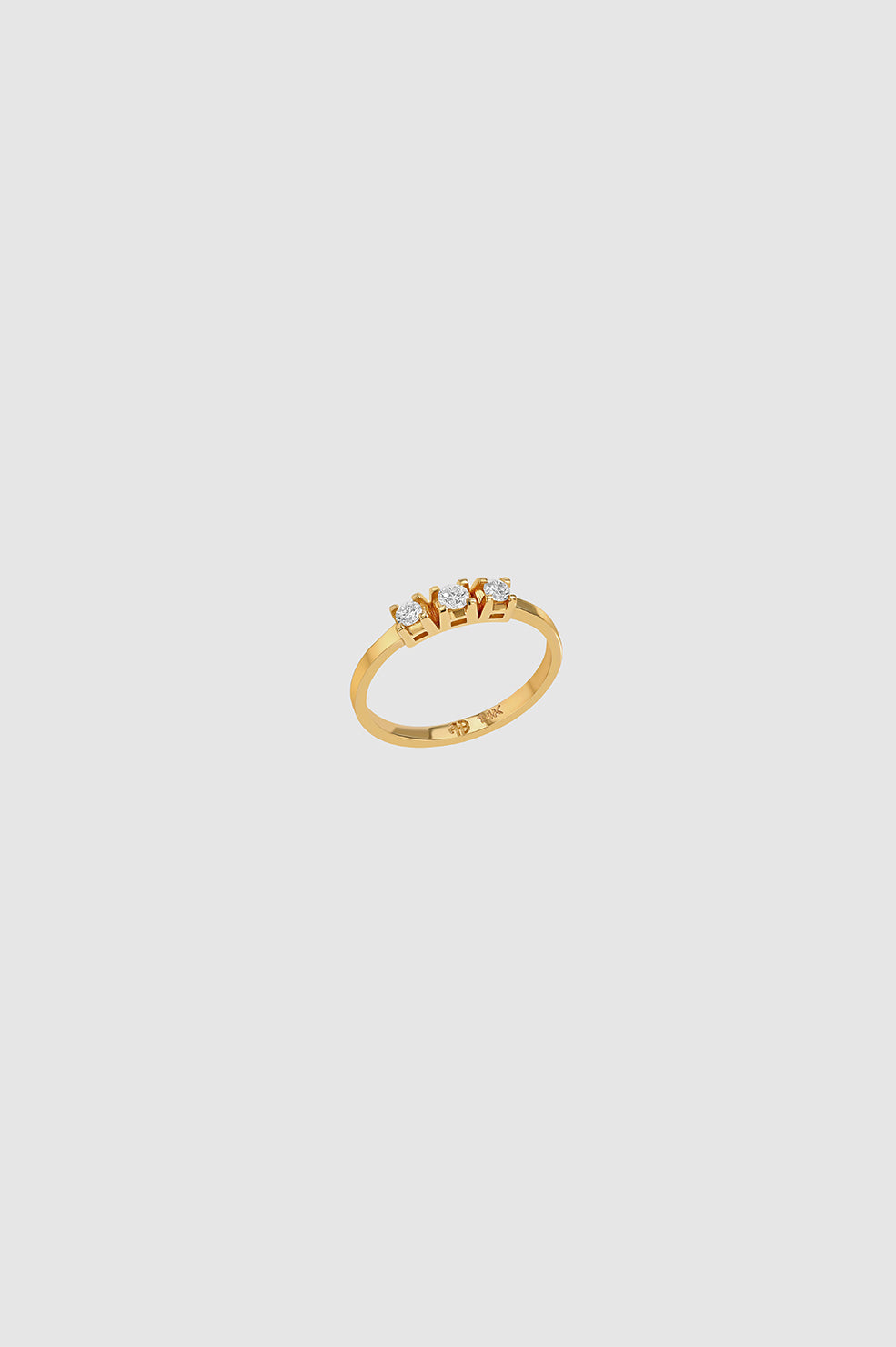 Three Stone Diamond Pinky Ring - 14k Gold 4