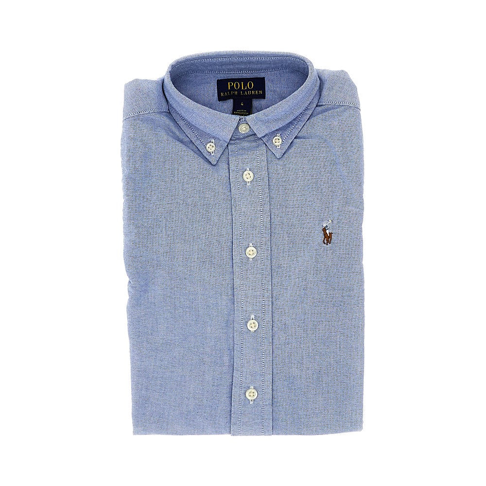 RALPH LAUREN Cotton piquet shirt with logo embroidery Kids 4Y