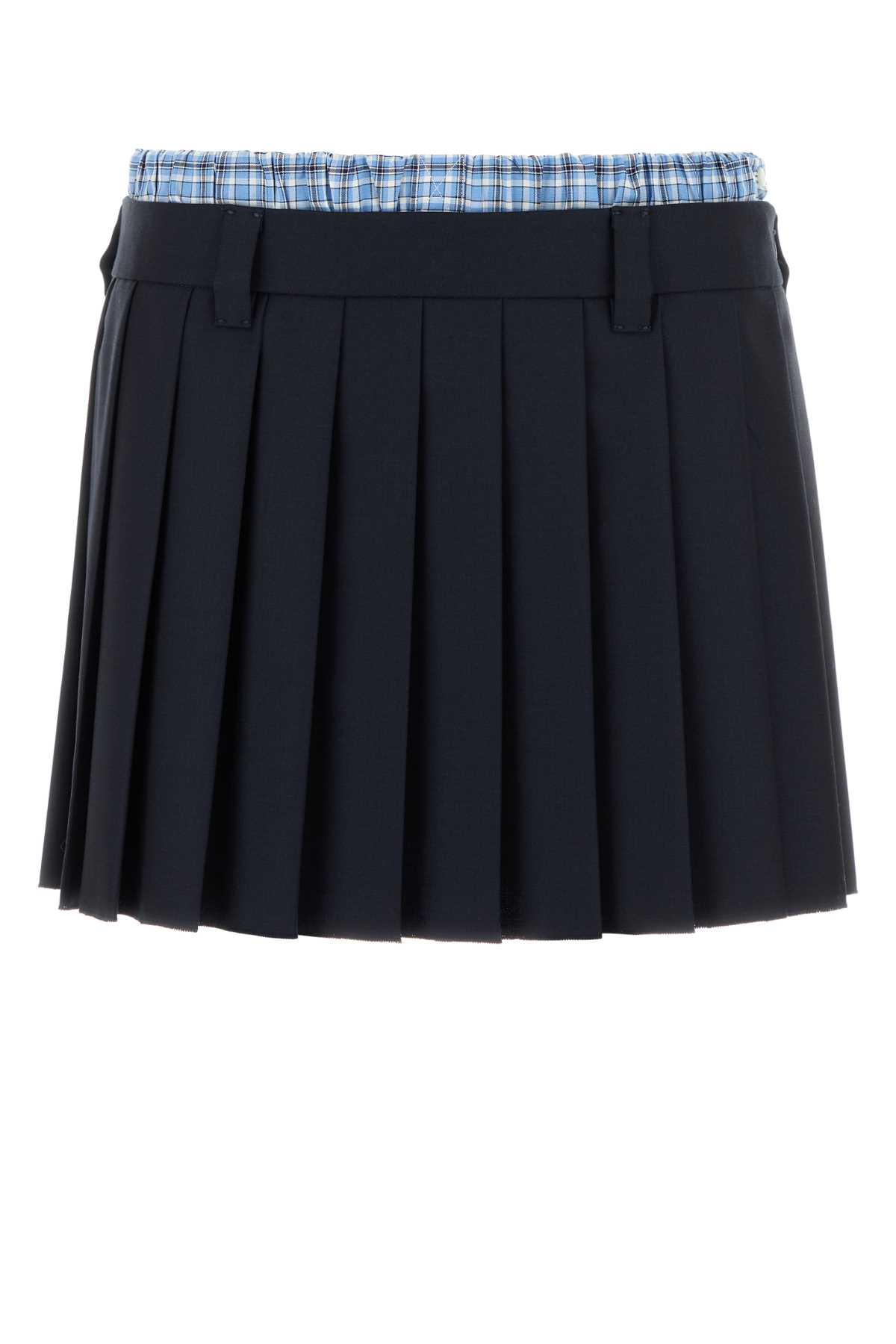 Miu Miu Midnight Blue Wool Mini Skirt