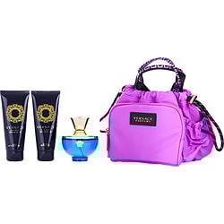 Versace Dylan Blue by Gianni Versace EAU DE PARFUM SPRAY 3.4 OZ & BODY LOTION 3.4 OZ & SHOWER GEL 3.4 OZ & MAKEUP CASE for WOMEN