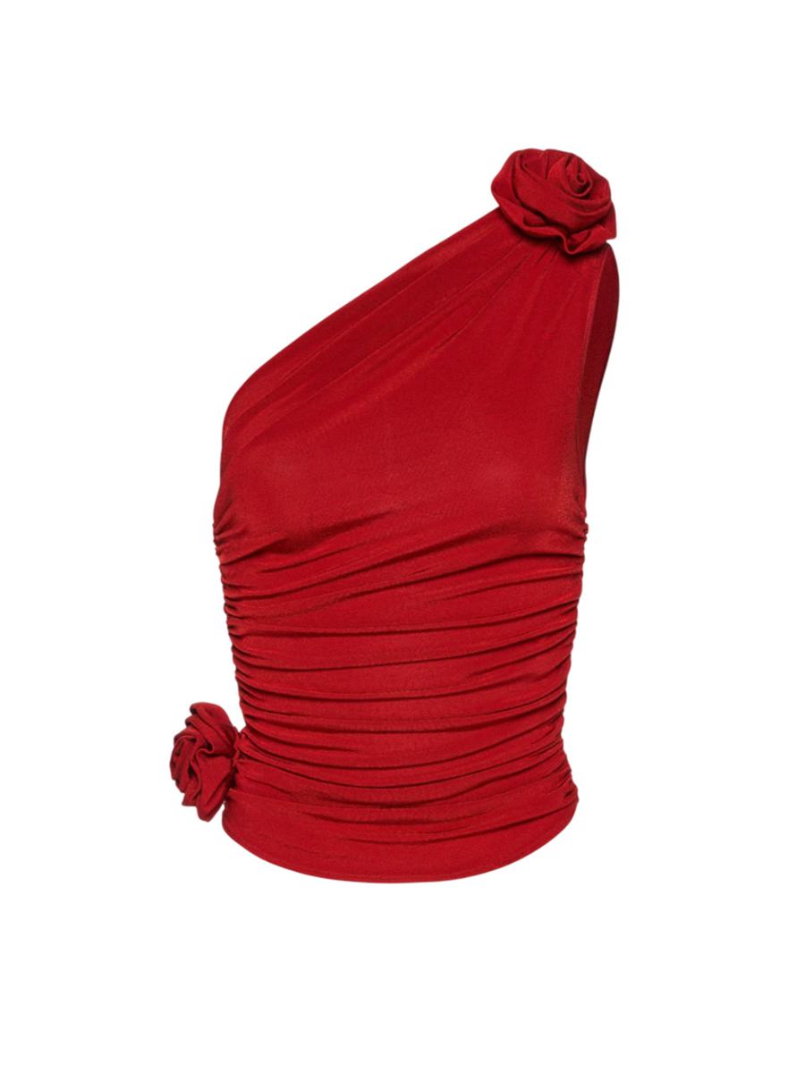 Magda Butrym Red One-Shoulder T-Shirt