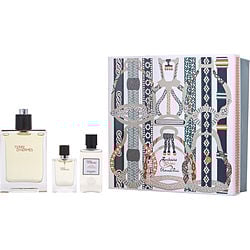 Terre D'hermes by Hermes EDT SPRAY 3.3 OZ & AFTERSHAVE BALM 1.35 OZ & EDT SPRAY 0.42 OZ MINI for MEN