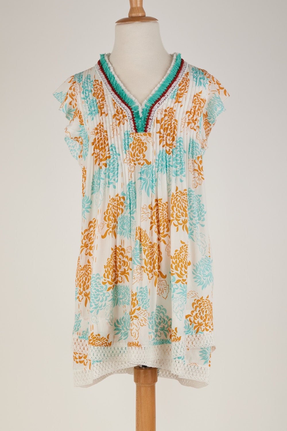 Kids Mini Dress Sasha - White Orange Flowers Of Joy