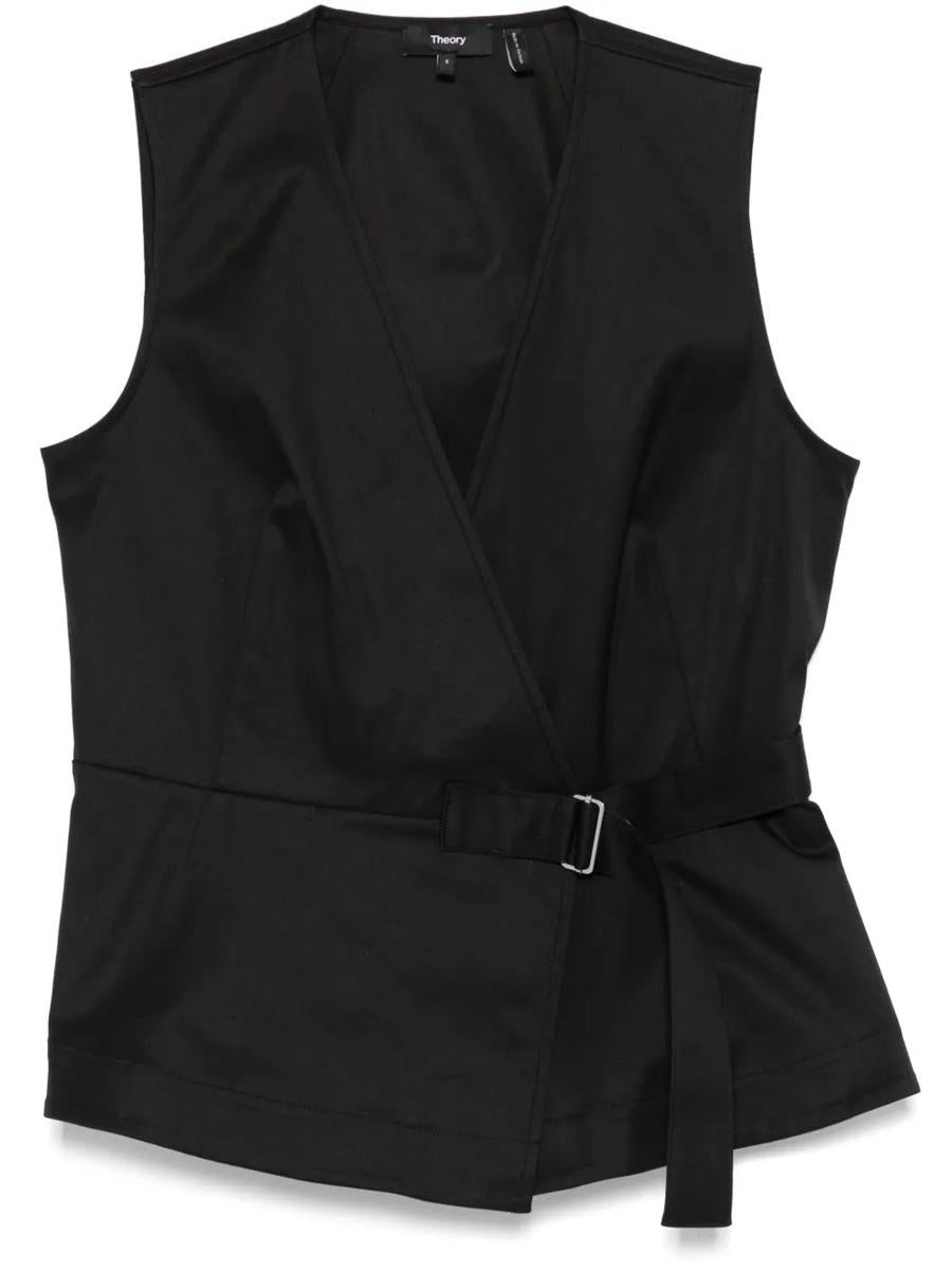 Theory Sleeveless Wrap Top In Cotton Chino