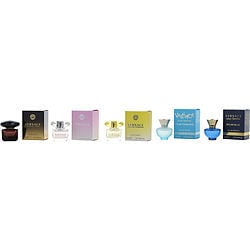 Versace Variety by Gianni Versace 5 PIECE WOMENS MINI VARIETY WITH CRYSTAL NOIR EDT & BRIGHT CRYSTAL EDT & YELLOW DIAMOND EDT & DYLAN TURQUOISE EDT & DYLAN BLUE EDP AND ALL ARE 0.17 OZ MINIS for WOMEN