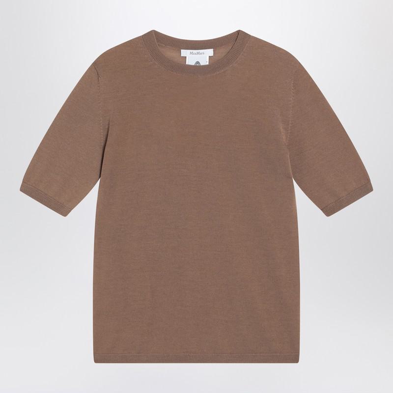 Max Mara Hazelnut-Coloured Crew Neck Sweater In