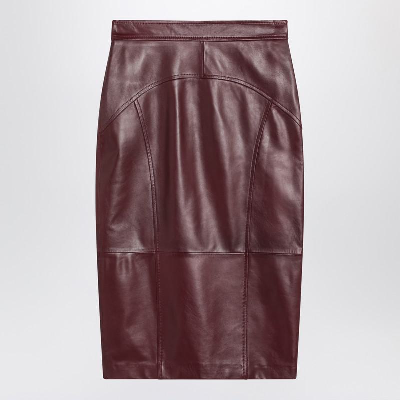 Max Mara Studio Bordeaux Pencil Skirt In Nappa