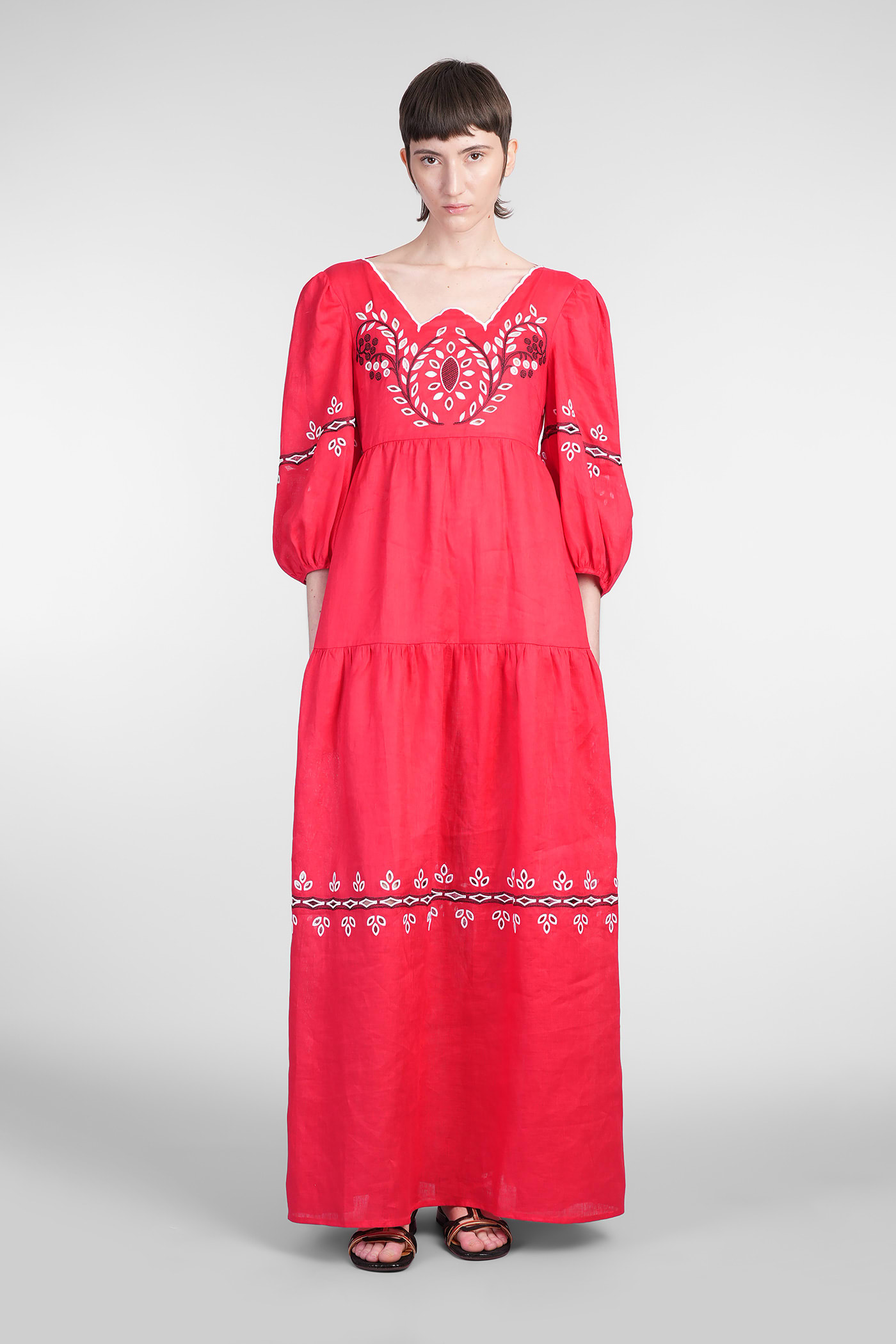 Holy Caftan Adelasia In Red Linen