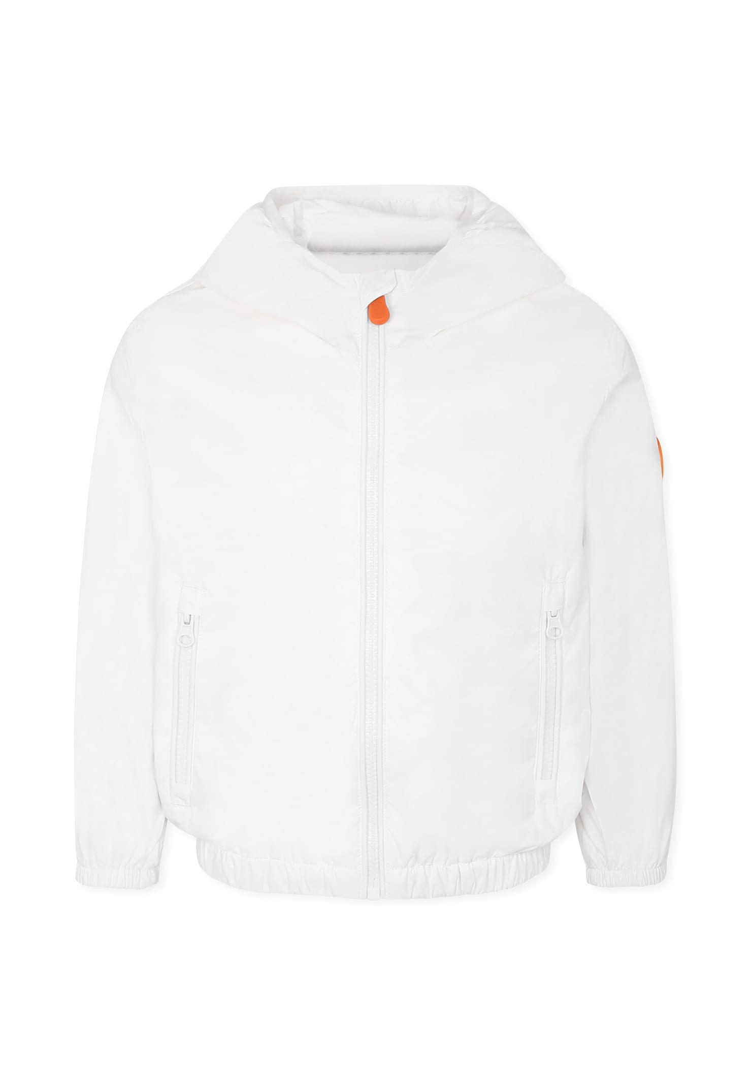 Save the Duck White Windbreaker Jacket For Kids With Logo