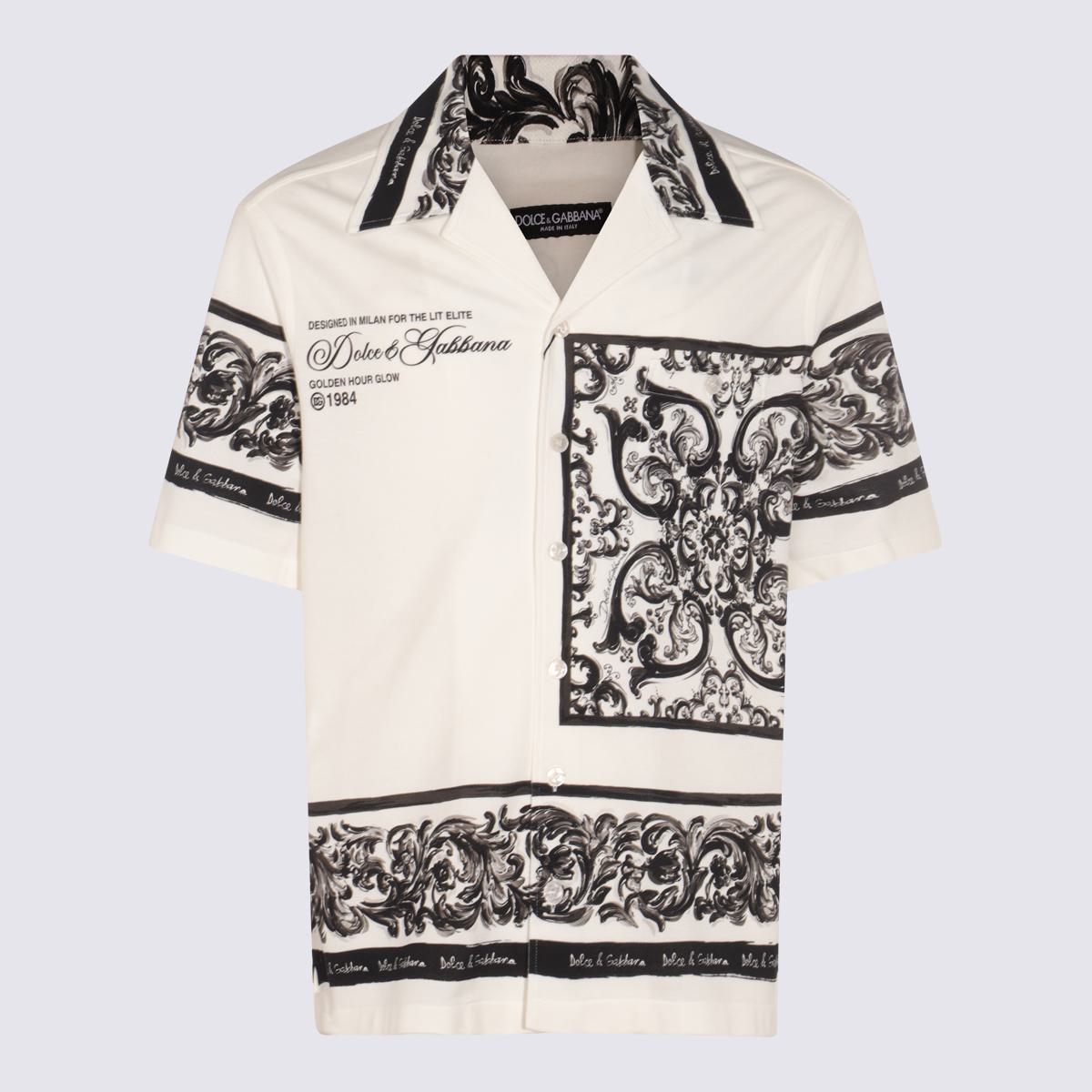 Dolce & Gabbana White And Black Cotton Shirt