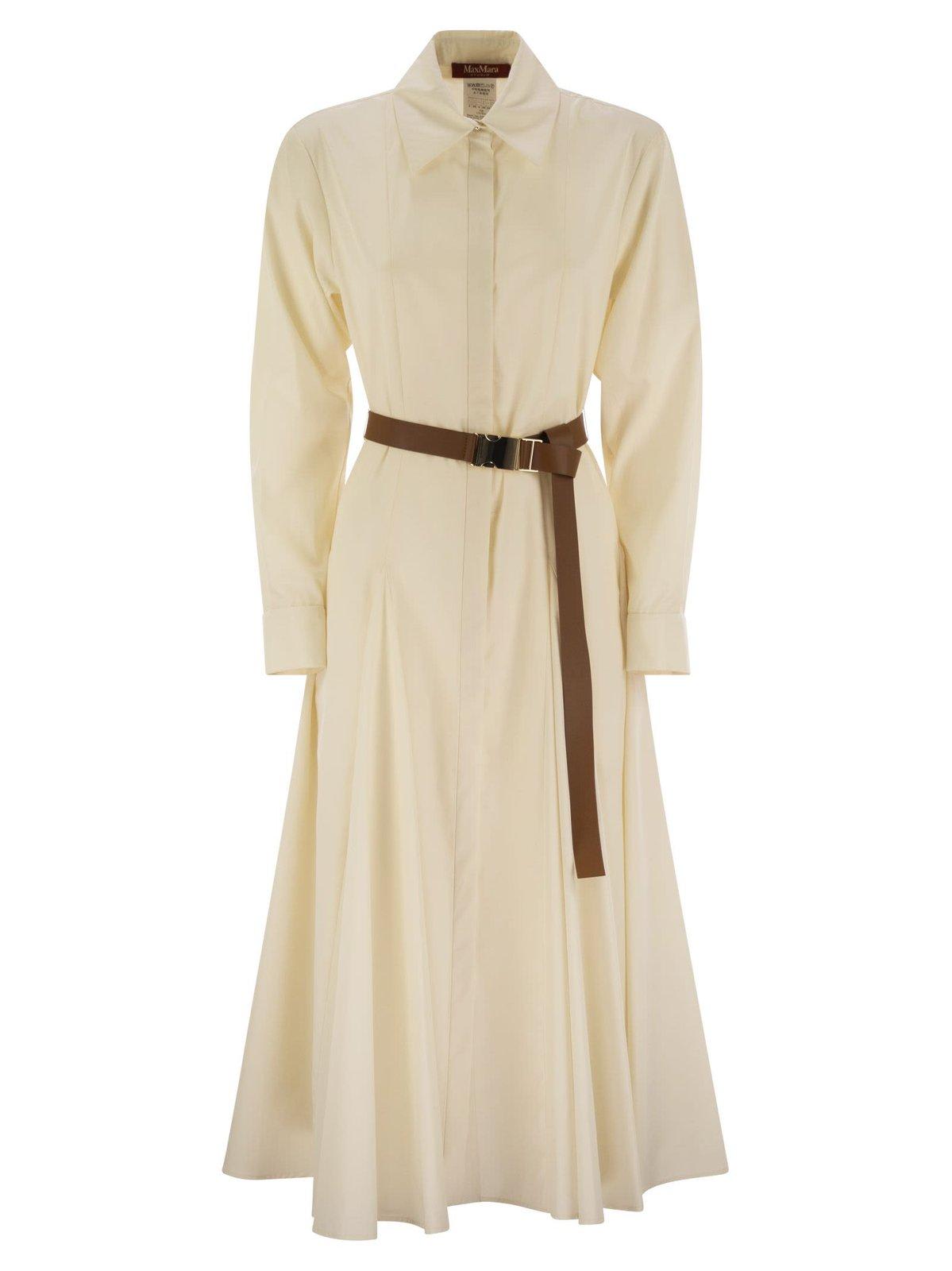 Max Mara Studio Belted Long-sleeved Chemise Dress