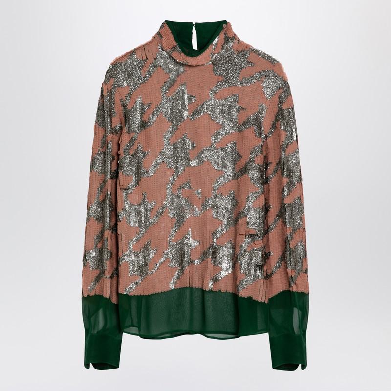 Dries Van Noten Green/Pink/Silver Blouse With Sequins