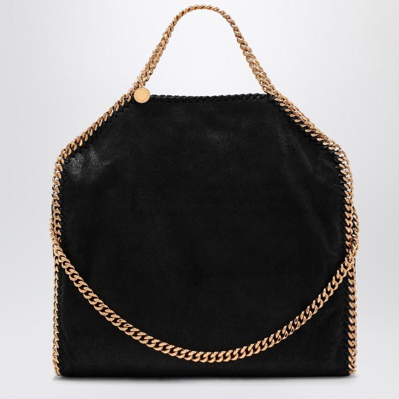 Stella McCartney Black/Gold Falabella Fold Over Bag