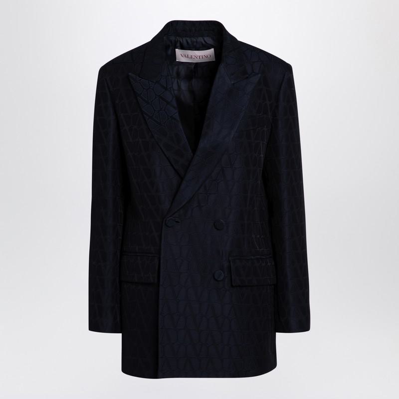 Valentino Garavani Navy Double-Breasted Jacket Toile Iconographe