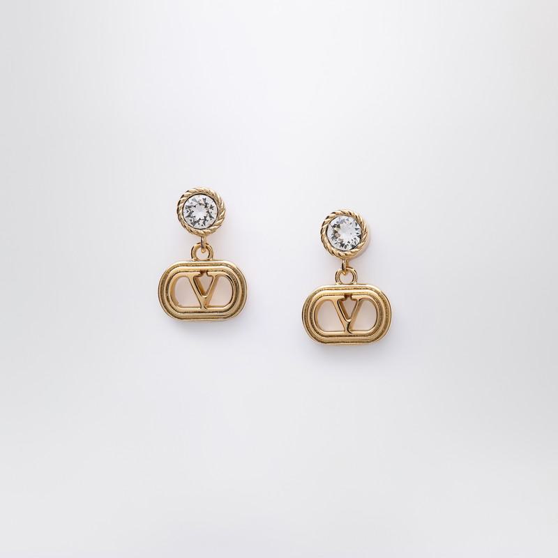 Valentino Garavani Gold Ovalette Earrings With Swarovski Crystals