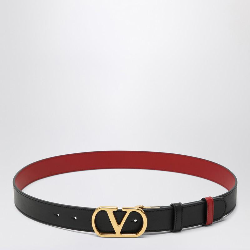 Valentino Garavani Reversible Vlogo Signature Belt In Black/Red