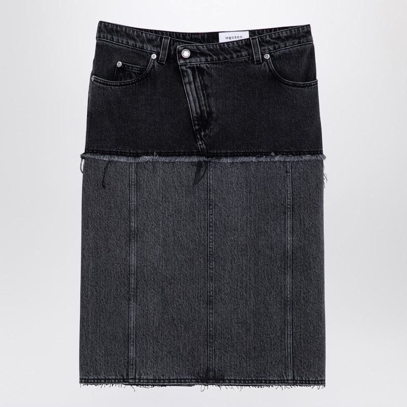 Alexander McQueen Two-Tone Denim Skirt