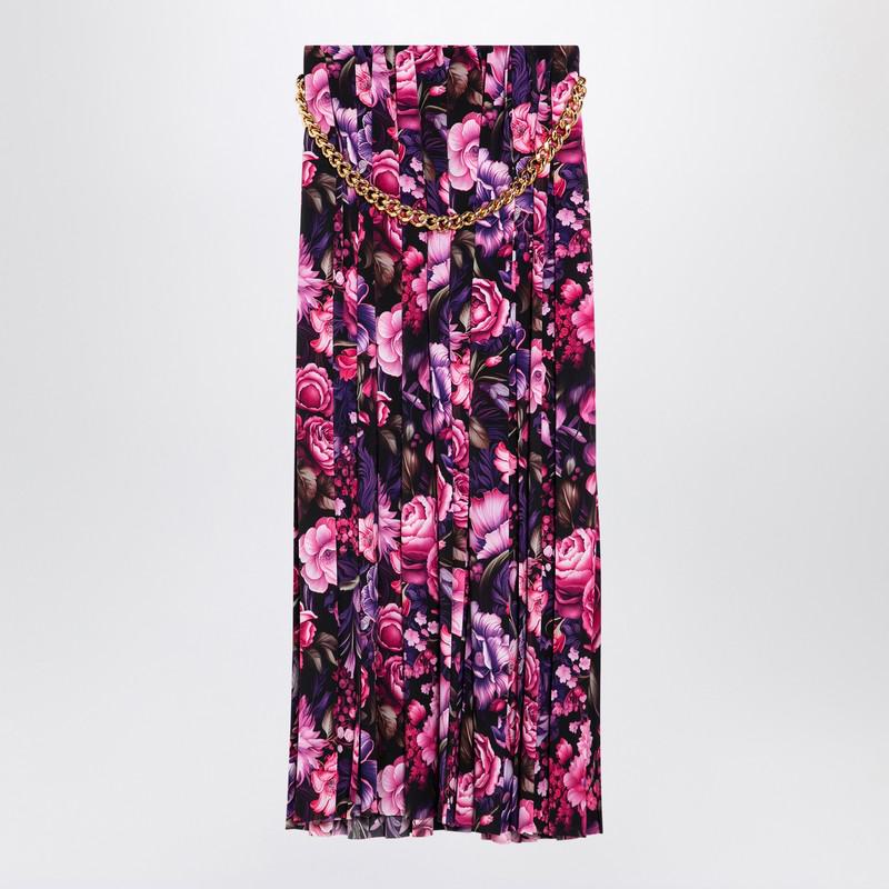 Balenciaga Long Pleated Floral Skirt