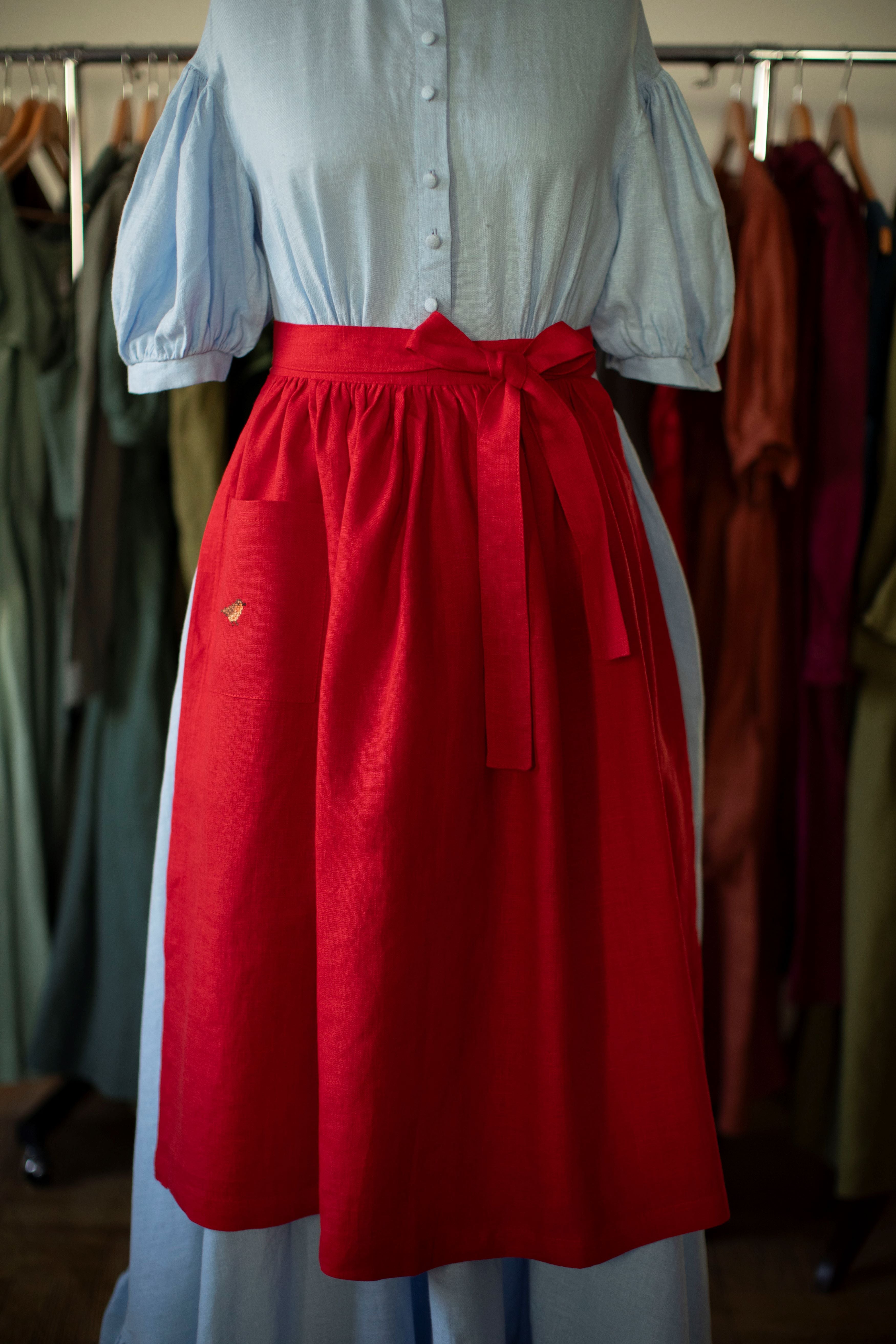 Hand-Embroidered Linen Apron | Ready to ship