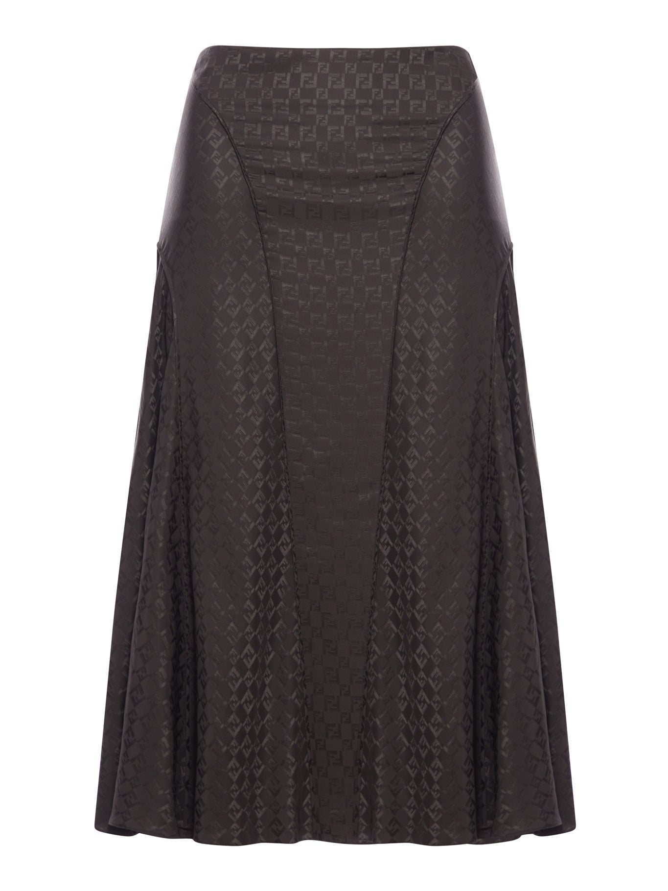BROWN FF JACQUARD SILK SKIRT - Fendi - Woman