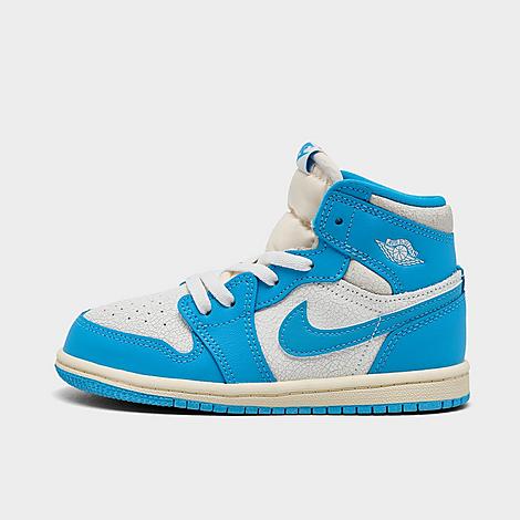 Jordan Kids Toddler Air Retro 1 High OG Casual Shoes in Dark Powder Blue/Dark Powder Blue/Sail Size: 4