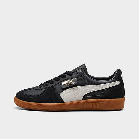 PUMA Men's Palermo Leather Low Casual Shoes in Puma Black/Feather Grey/Gum Size: 7.0
