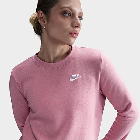 Nike Women's Sportswear Club Fleece Crewneck Sweatshirt in ELEMENTAL PINK/HTR/W Size: XS