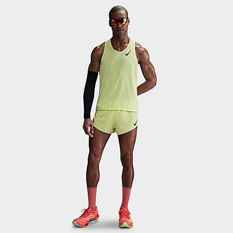Nike Men's AeroSwift Dri-FIT ADV Running Tank Top in Light Lemon Twist/Black Size: Small