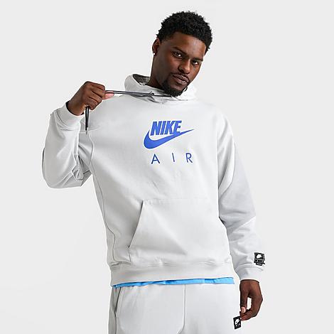 Nike Men's Air Heavyweight Fleece Pullover Hoodie in Photon Dust/Light Smoke Grey/Hyper Royal Size: XS