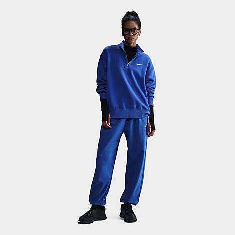 Nike Women's Sportswear Phoenix Fleece Oversized Quarter-Zip Sweatshirt in GAME ROYAL/SAIL Size: XS
