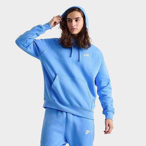 Nike Men's Sportswear Club Fleece Embroidered Hoodie in University Blue/White Size: XS
