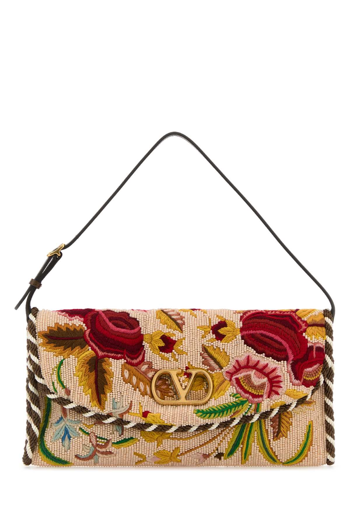 Valentino Garavani Embellished Fabric Vain Soft Shoulder Bag