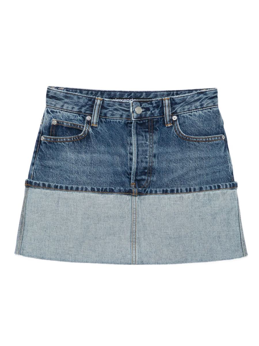 Alexander Wang Light Blue Denim Mini Skirt With Flap