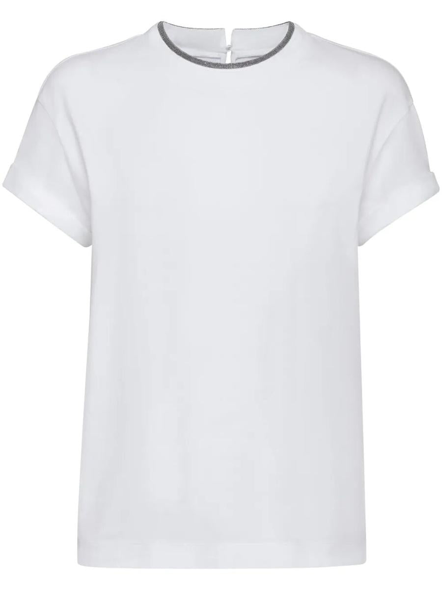 Brunello Cucinelli Stretch Cotton Jersey T-Shirt With Precious Faux Layering Clothing