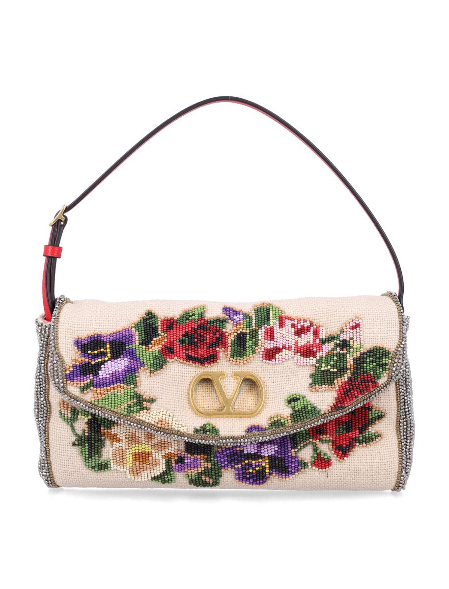 Valentino Garavani Vain Soft Embroidered Linen Small Shoulder Bag