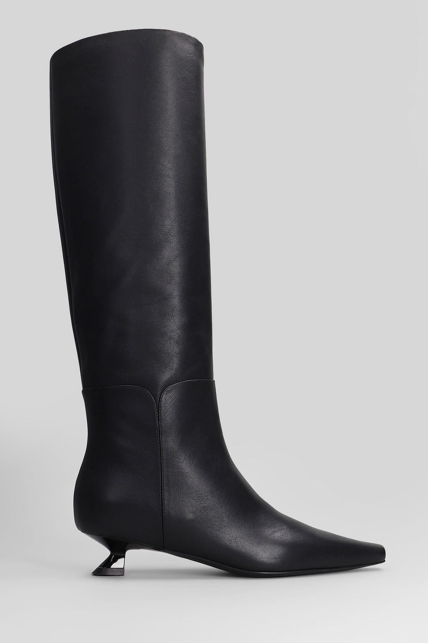3JUIN Olympe 035 Low Heels Boots In Black Leather