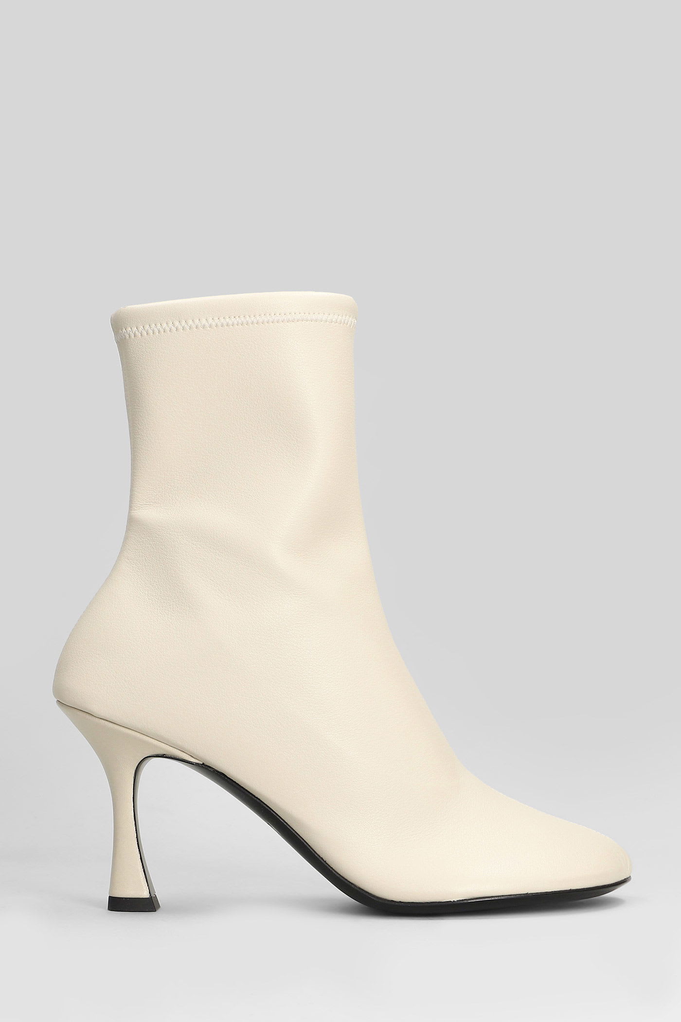 3JUIN Alessia 080 High Heels Ankle Boots In Beige Leather