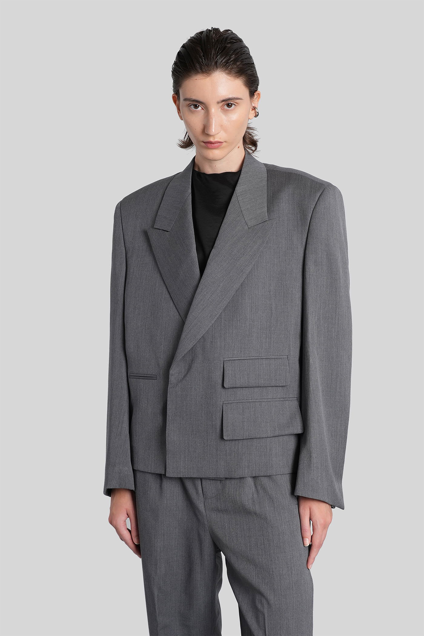 Entire Studios Book Blazer In Grey Wool