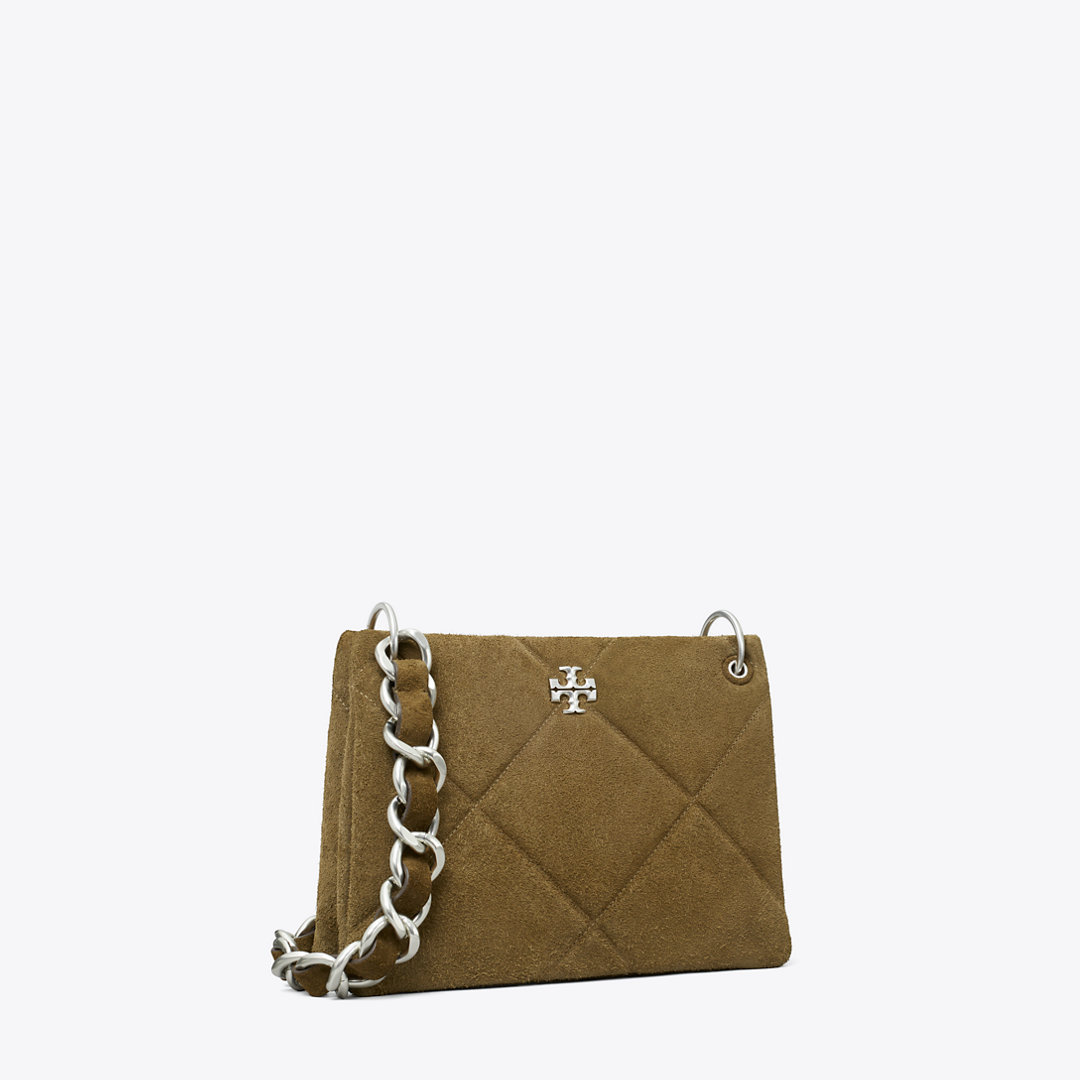 Tory Burch Small Kira Diamond Quilt Suede Shoulder Bag