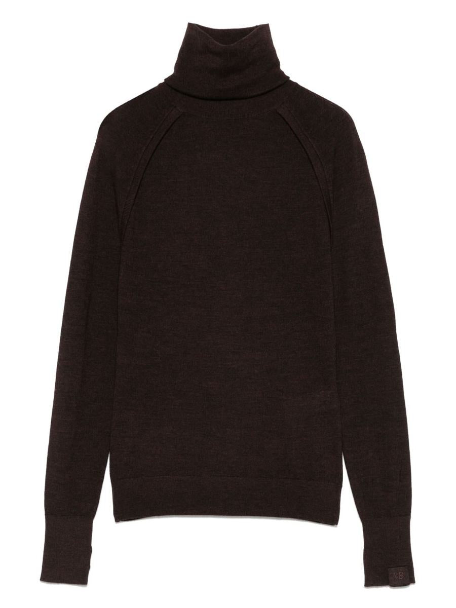 Victoria Beckham Dark Brown High-Neck Jumper