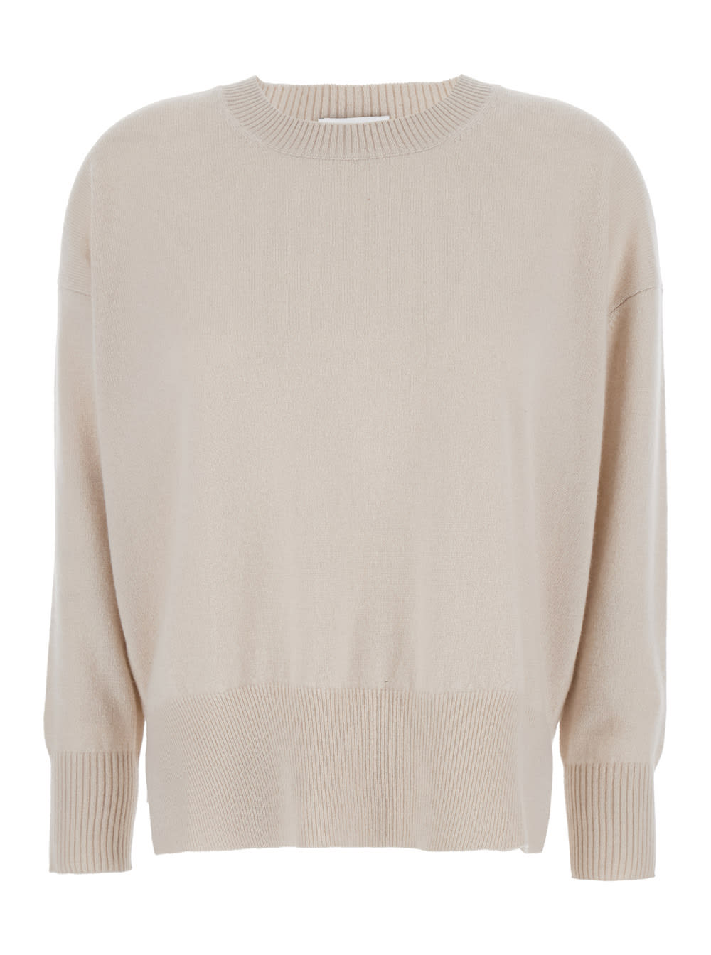Allude Beige Crewneck Sweater In Cashmere Woman
