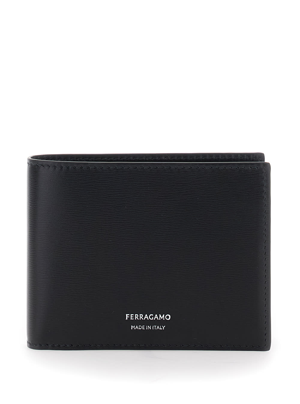 Ferragamo florence Black Bi-fold Wallet With Logo Lettering On The Front In Leather Man