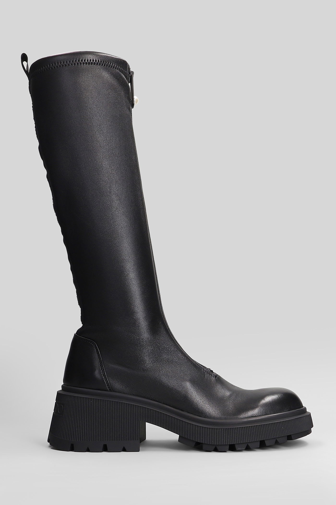 Jimmy Choo Lune Low Heels Boots In Black Leather